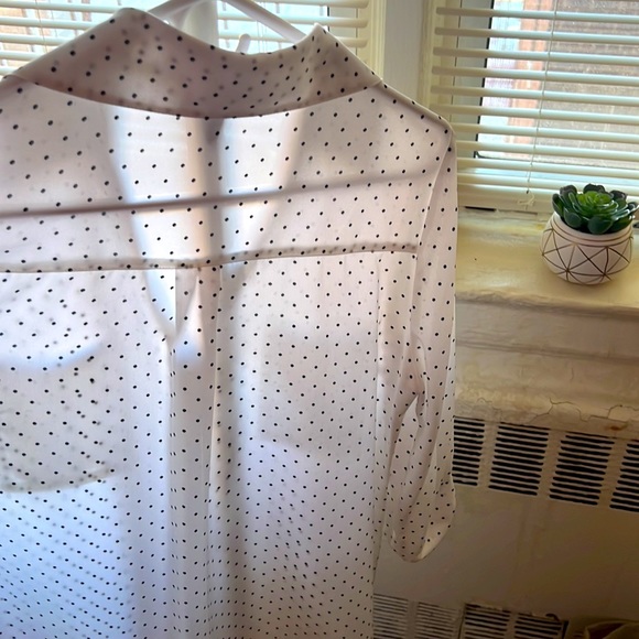 BCX Collared White Polka-dotted Button-down - Picture 3 of 3